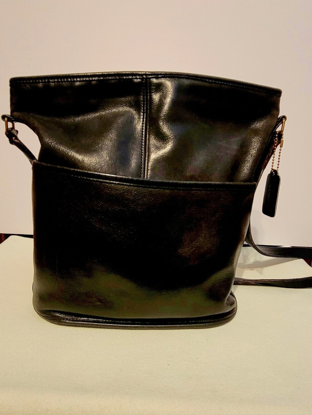 COACH Vintage black leather Bleecker Bucket Bag